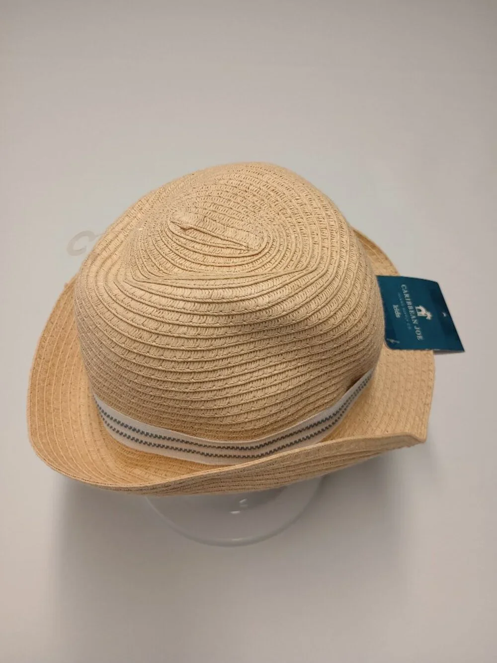 Caribbean Joe Island Supply Co. Kids Straw Hat Blue and White Band– NWT